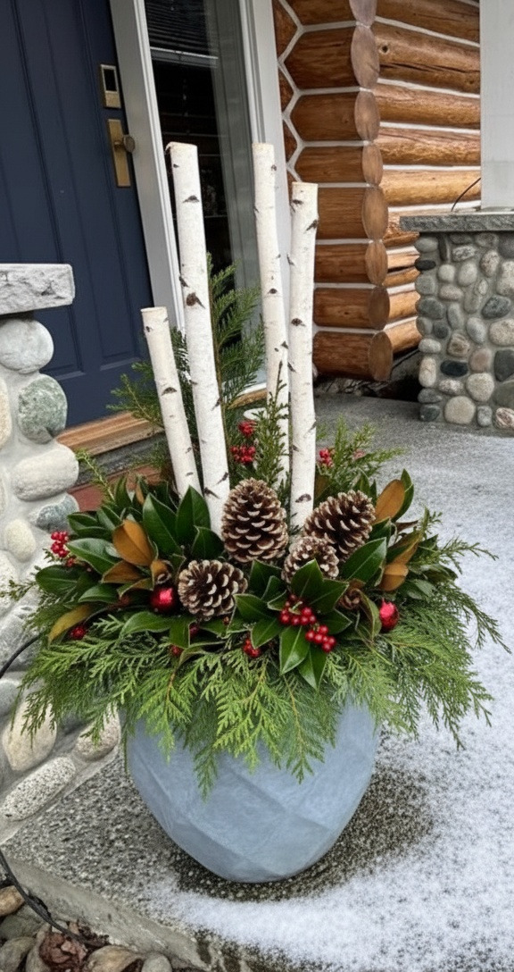 Holiday planter at a Nanaimo log home